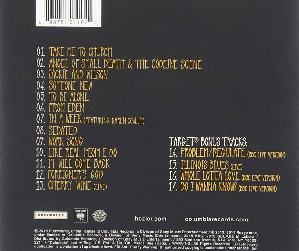 米3LP Hozier Hozier 88843099961 Rubyworks, Columbia /00520 Hozier – Hozier – 2 x Vinyl (LP, Album, Reissue), 2024